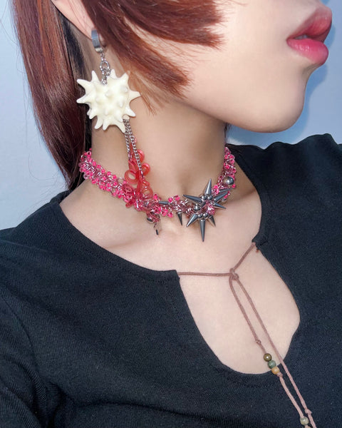 BLOB GALORE EARRING (WHITE/PINK) - Miao Atelier