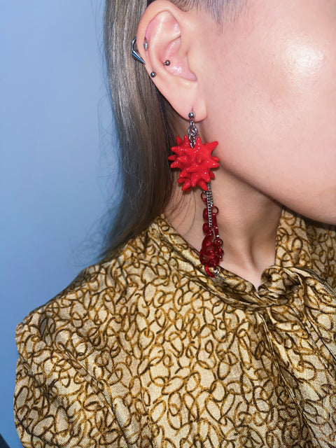 BLOB GALORE EARRING (RED/PINK)