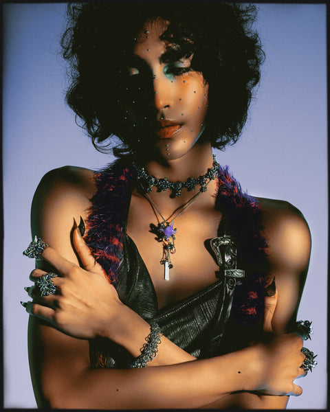 フルールイヤリング（パープル）